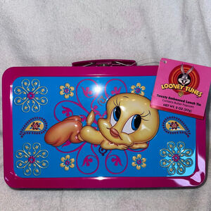 NOS Vintage 2001 Looney Tunes Tweety Bird Emossed Lunch Box Storage Tin
